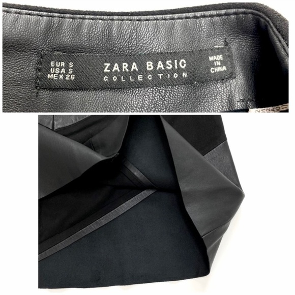 ZARA Zigzag Faux Leather BikerCore Mini Skirt in Black - Picture 4 of 6